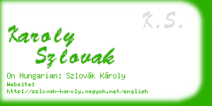 karoly szlovak business card